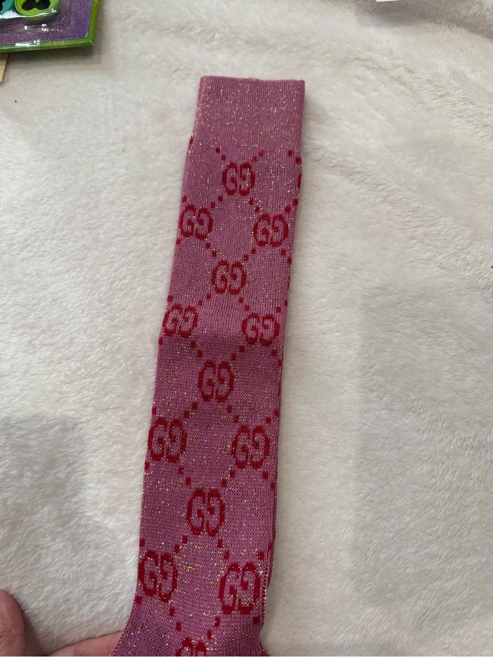 Gucci Pink Glitter GG Logo Knee-High Sock M